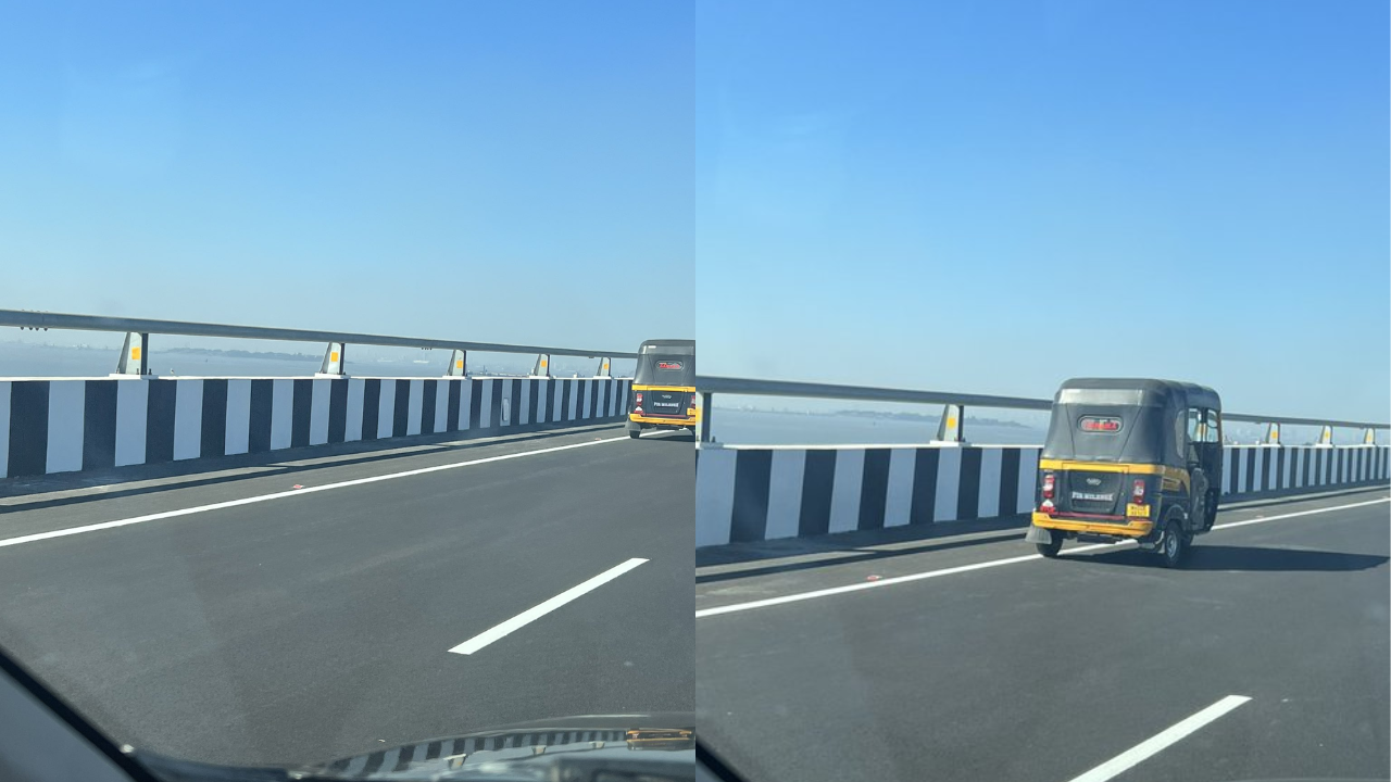 New images of an auto-rickshaw spotted on the bridge have surfaced on the internet. (Credits: Twitter/@saravnan_rd​)