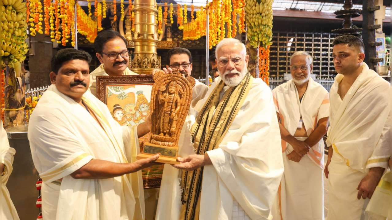 Prime Minister Narendra Modi at a temple in Kerala