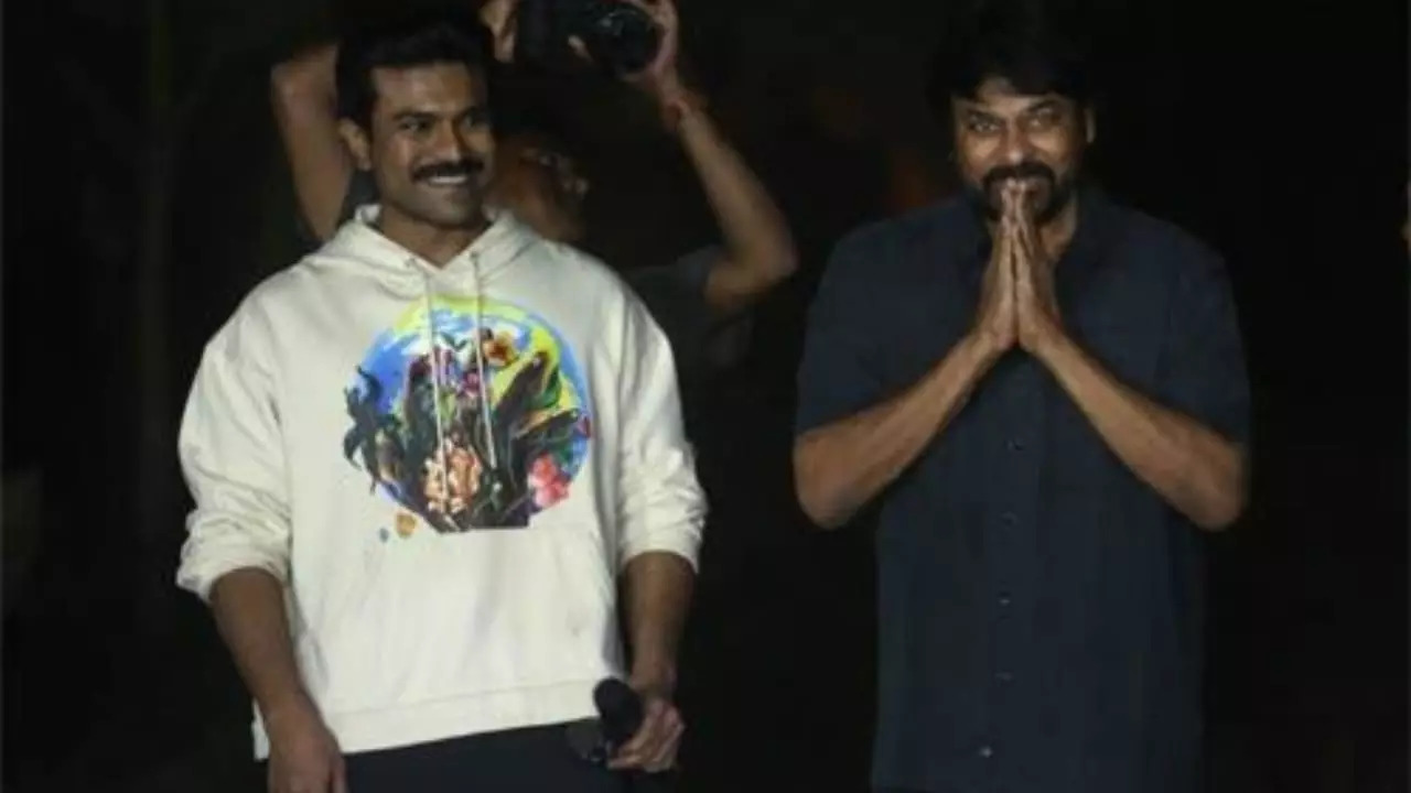 Ahead Of Ram Mandir Inauguration Ram Charan, Chiranjeevi Address Fans At Their Residence