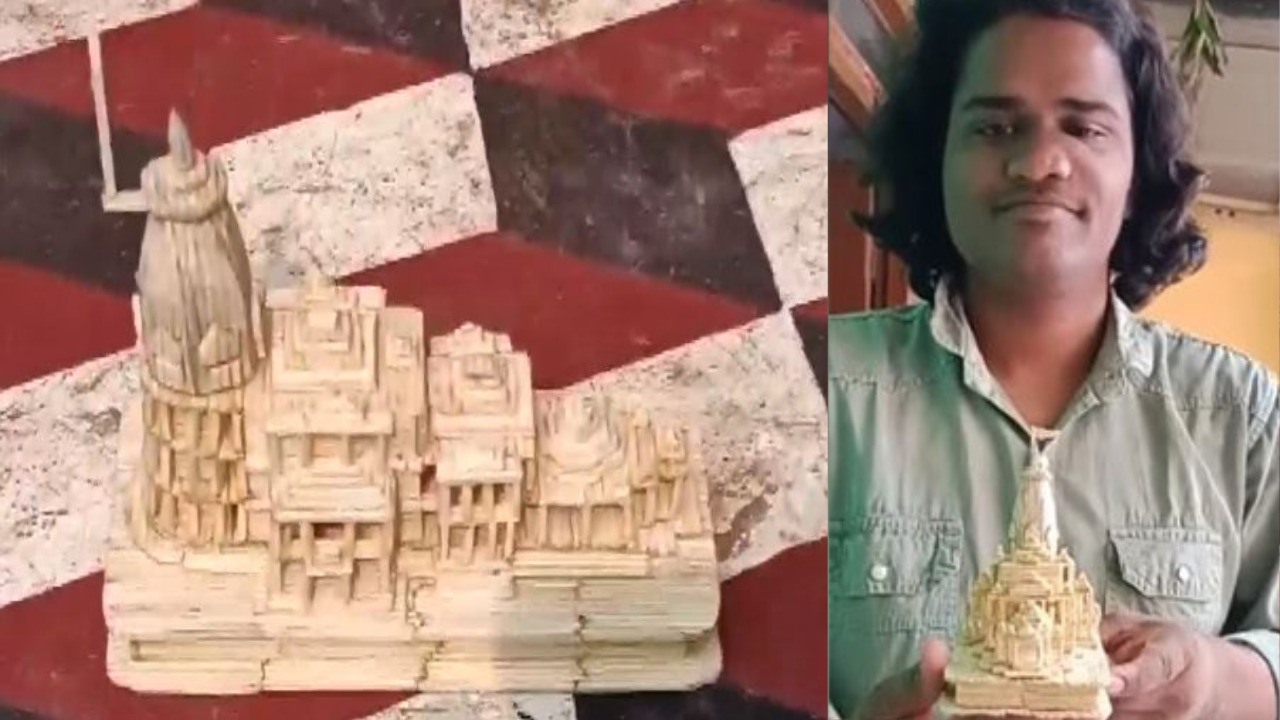 Odisha Artist Crafts Beautiful Ram Mandir Replica With 900 Matchsticks, Pics Go Viral