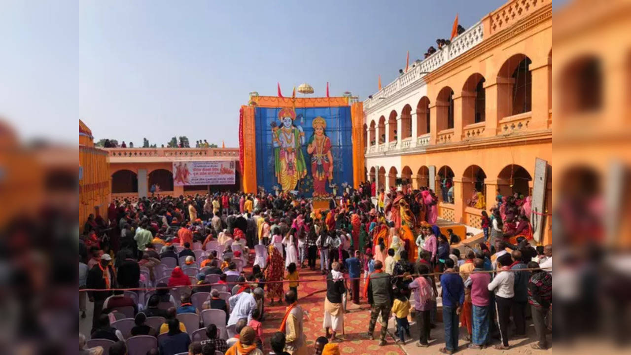 The newly inaugurated 25-foot-tall mural of Lord Ram and Sita in Mahottari