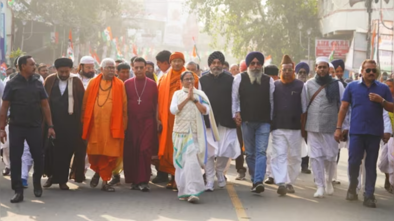 Mamata Banerjee during her all-faith harmony rally