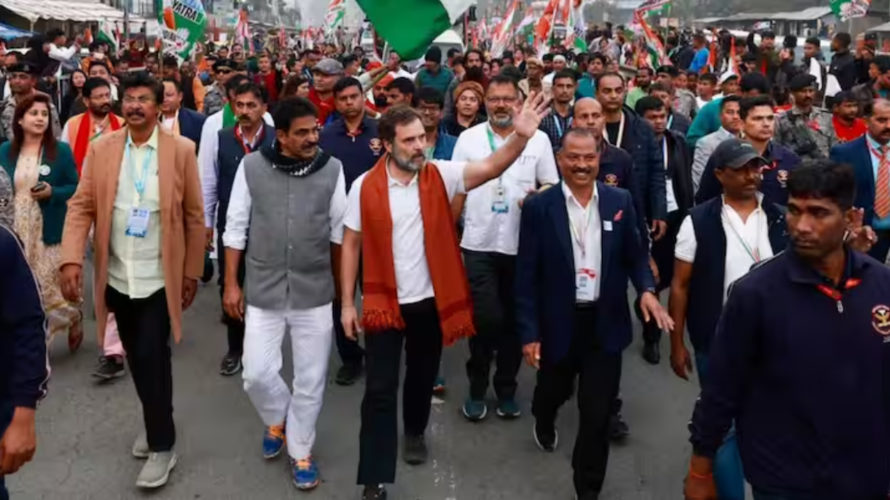 Rahul Gandhi and his entourage participated in a padayatra near Nongpoh, Meghalaya