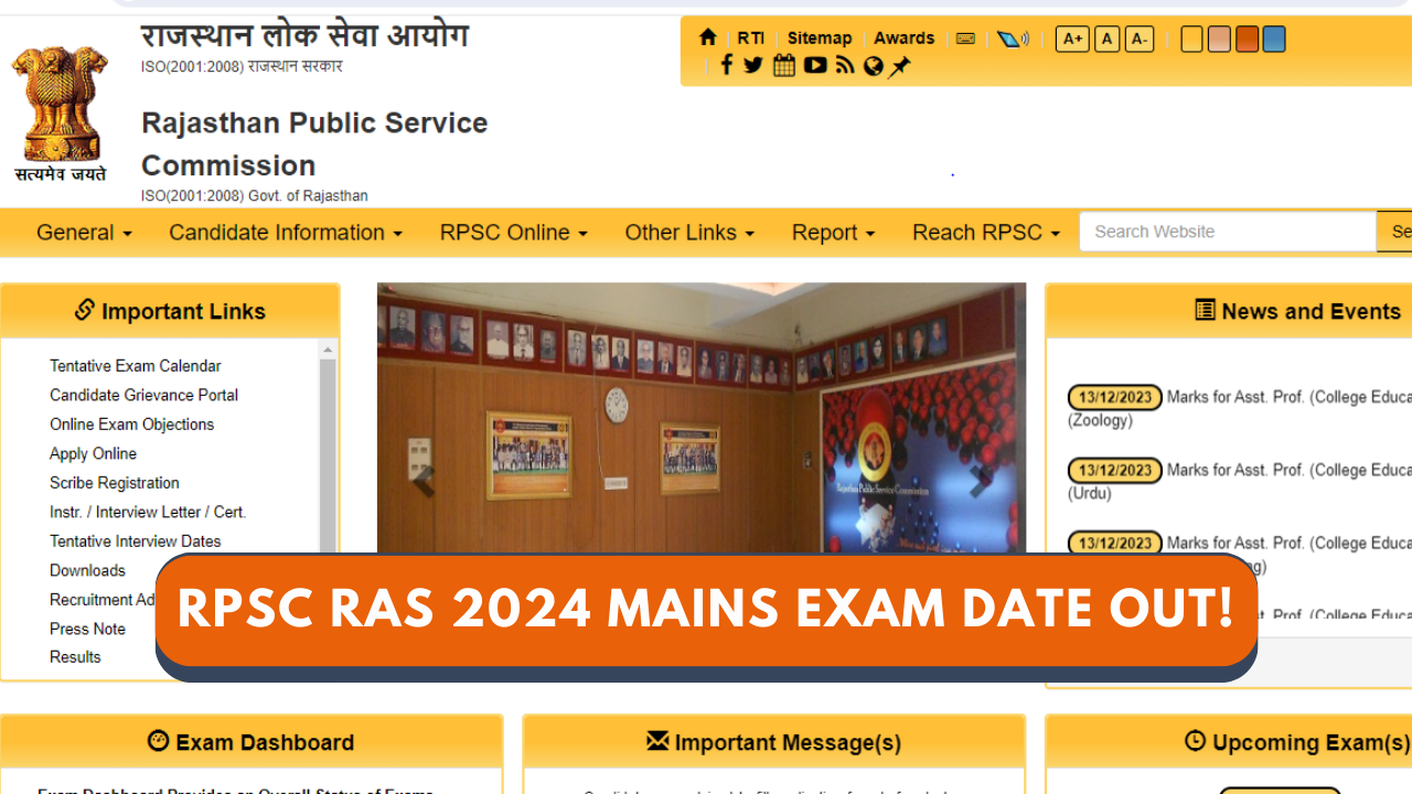 RPSC RAS 2024 Exam Date Out on rpsc.rajasthan.gov.in, Mains Exam on