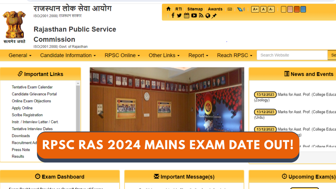 RPSC RAS 2024 Exam Date Out on rpsc.rajasthan.gov.in, Mains Exam on July 20, 21