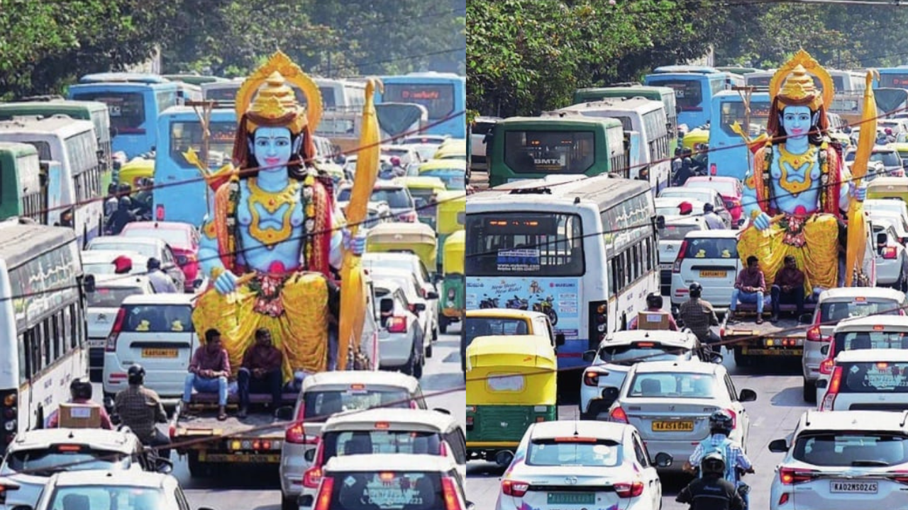 Lord Ram Idol Gets Stuck in Bengaluru Traffic