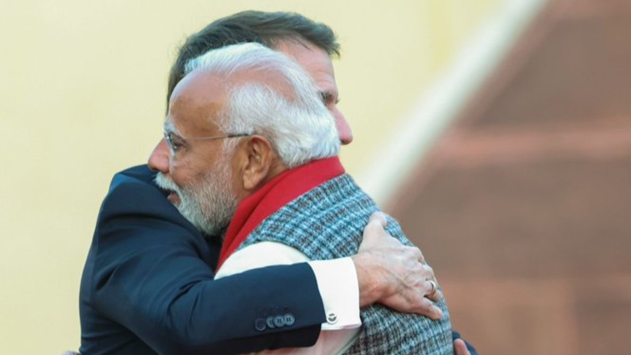 PM Modi Hugs Macron