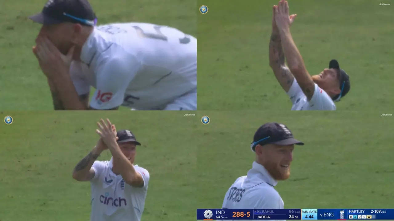 Ben Stokes celebrates after KL Rahul's wicket in 1st Test between India and England