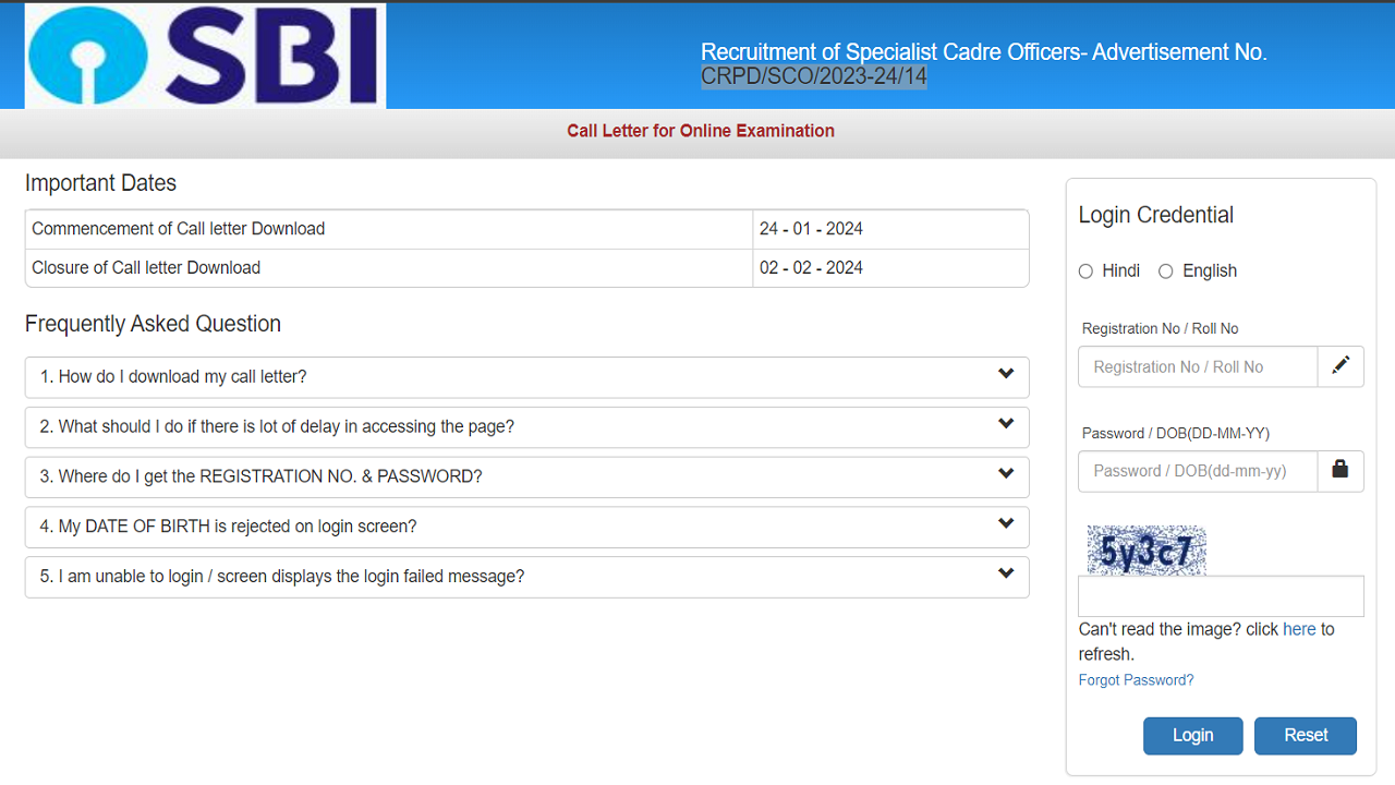 SBI SCO Admit Card 2024 Released on sbi.co.in, Exam on Feb 2