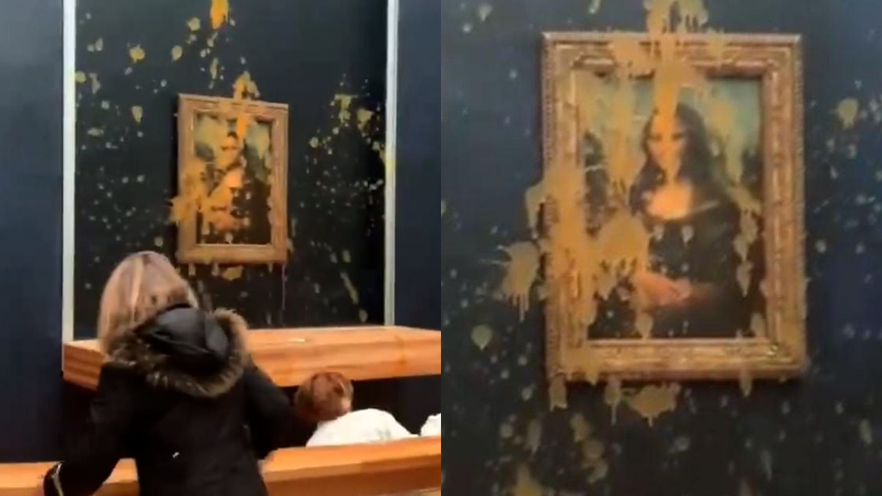 Protesters Throw Soup At Mona Lisa Painting In Paris