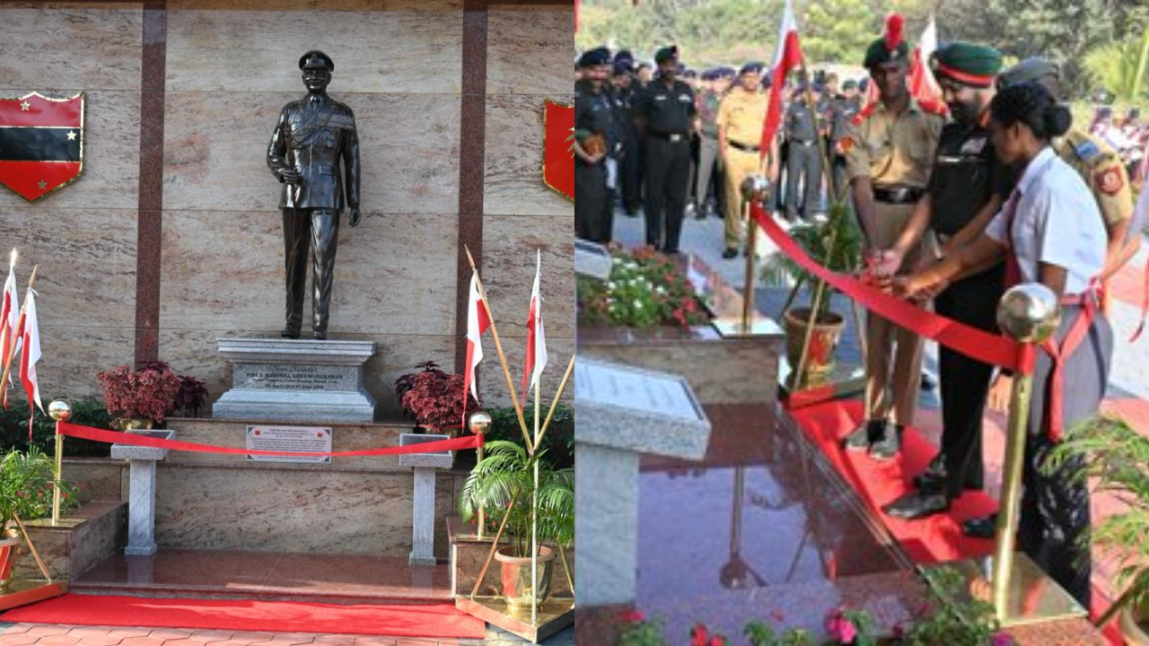 Grand entrance gate and statue dedicated to Field Marshal S.H.F.J. Manekshaw. (Credits: Twitter/@Prodef_blr)