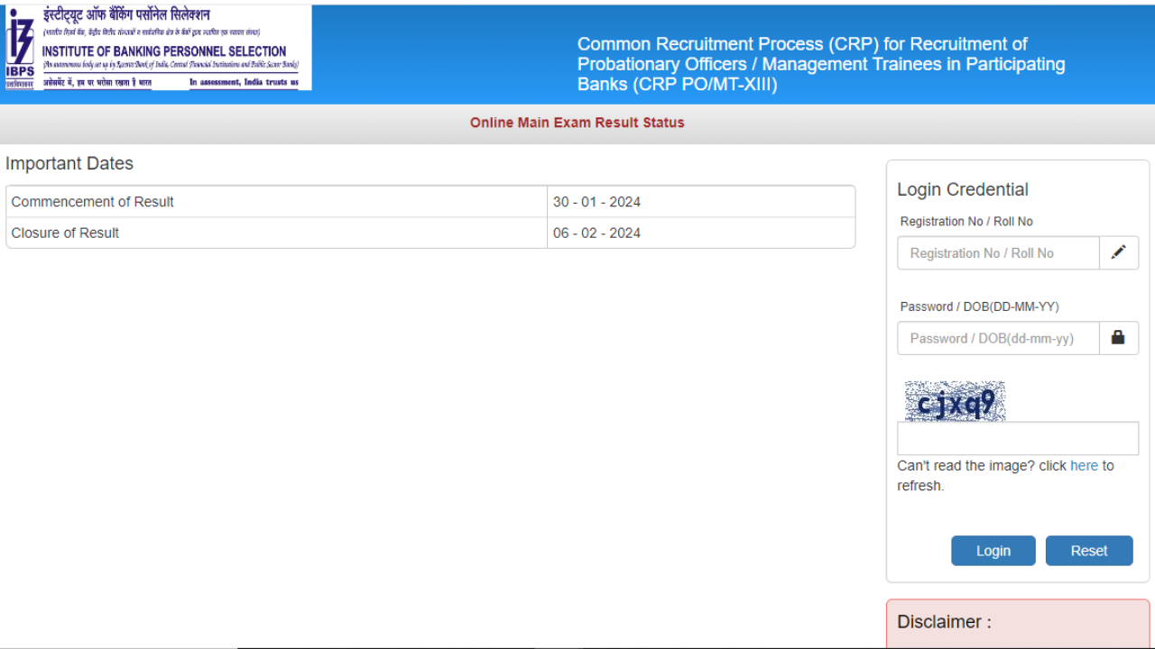 IBPS PO Mains Result 2023 Released ibps.in, Direct Link