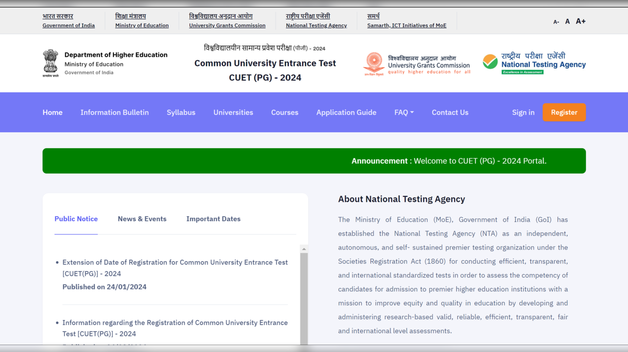 CUET PG 2024 Registration Last Date Today