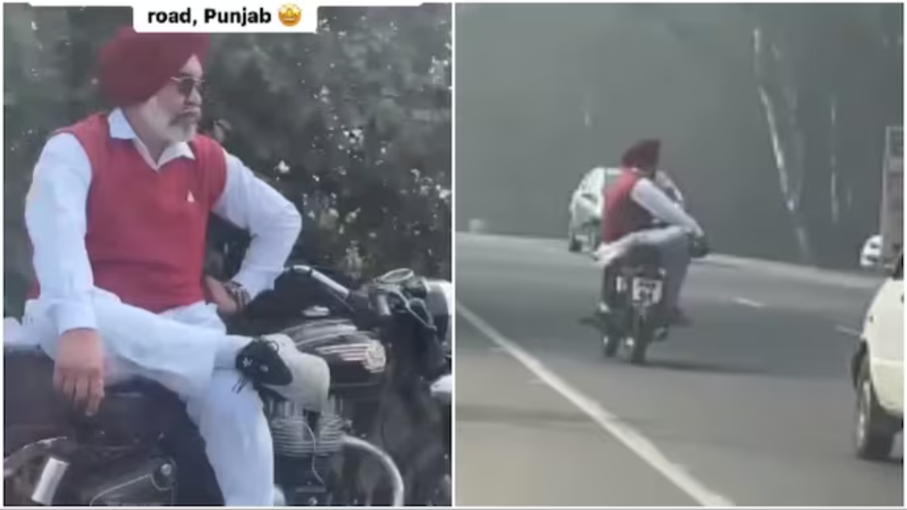 Viral Video: Punjab Man Rides Motorcycle Hands-Free