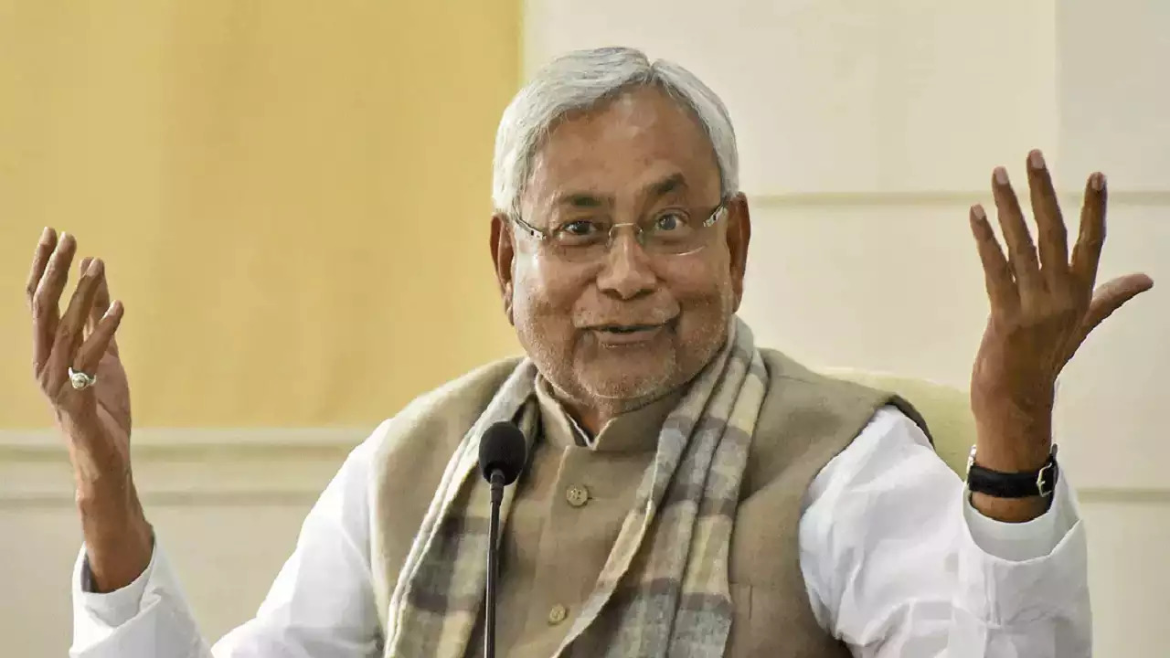 Nitish Kumar smiling.