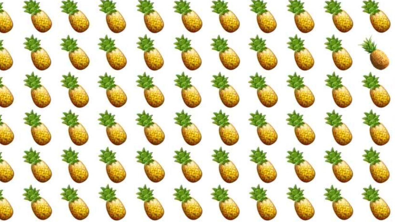 Optical Illusion: Find the odd pineapple in the picture in 3 seconds!