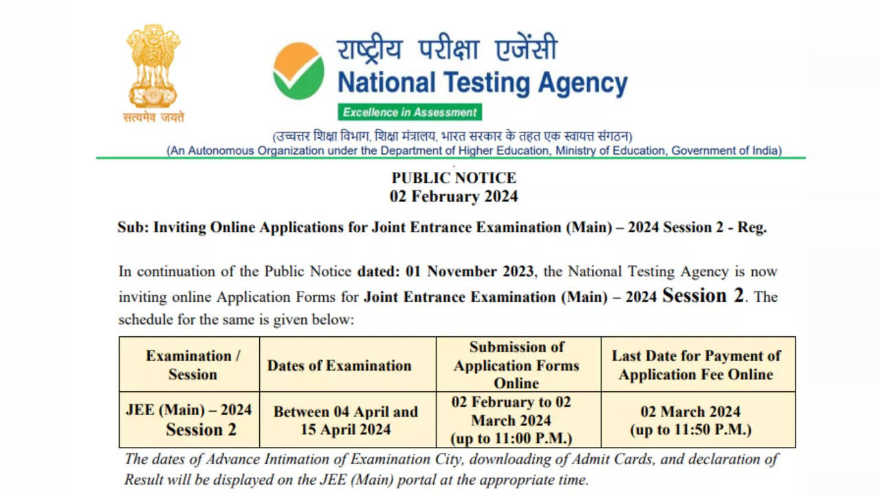 JEE Mains 2024 Session 2 Exam Dates Revised, Now to Begin on April 4 ...