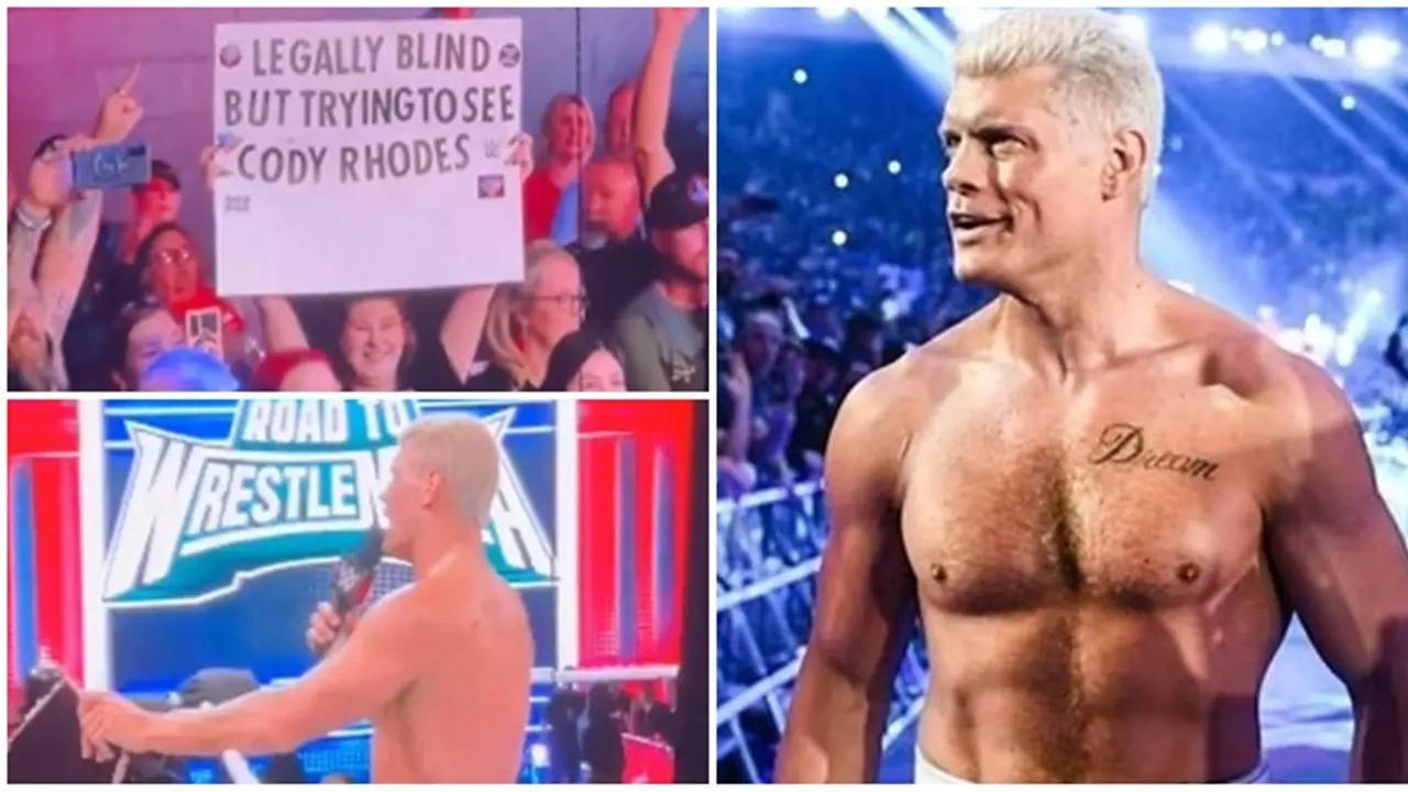 cody rhodes hugs blind fan during wwe show