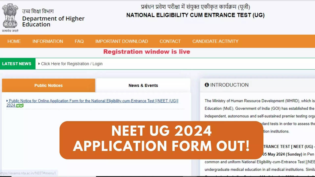 NEET 2024 Application Form Highlights: NEET UG Registration Begins on exams.nta.ac.in/NEET, Check Notice