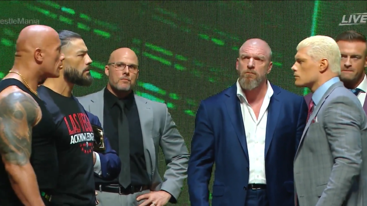 The Rock, Roman Reigns, Cody Rhodes and Triple H