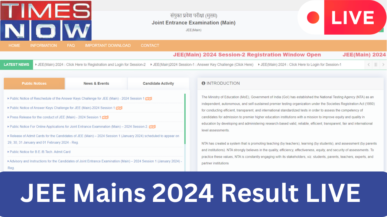 JEE Main 2024 Result Session 1 highlights: JEE Main Result Released on jeemain.nta.ac.in, Cut Off, Toppers List Here