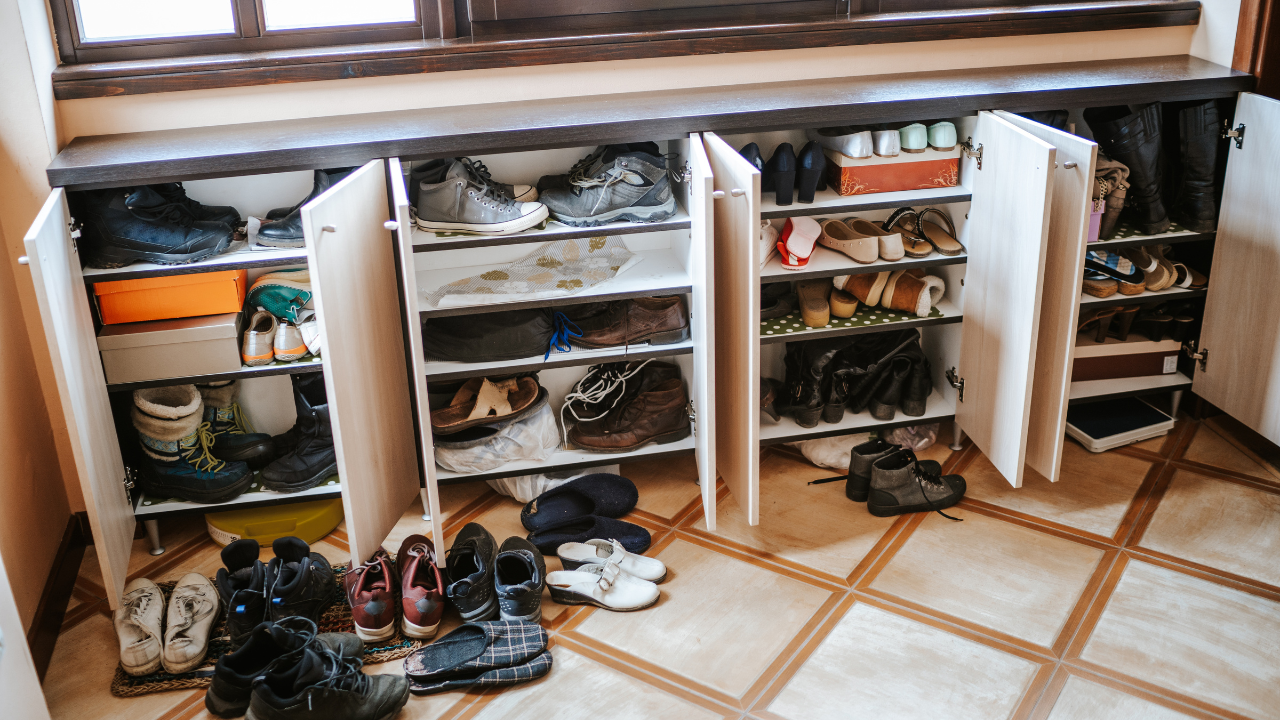 Avoid making a mess at the entrance of your house by using these five smart shoe storage ideas. Pic Credit: Canva
