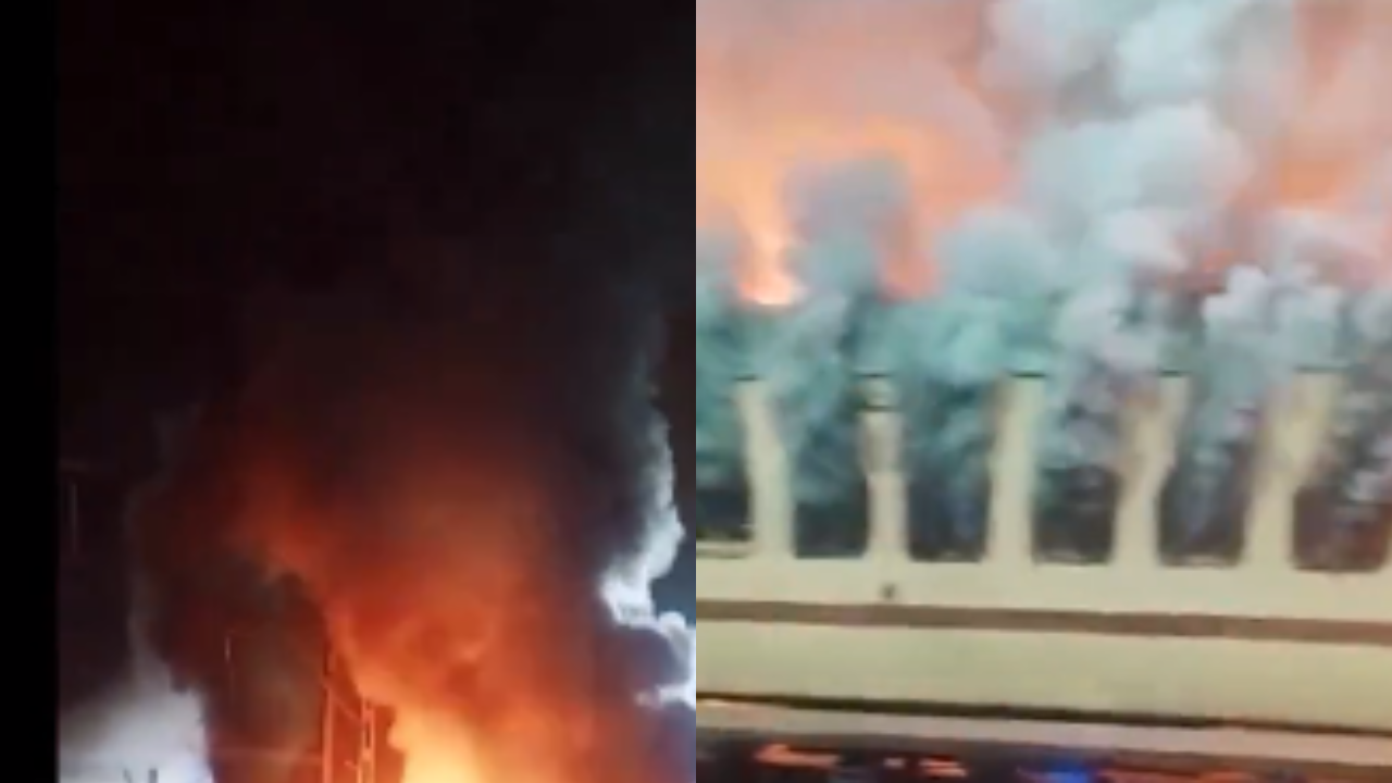 Fire breaks out at a coach of a train stationed at Pune Railway Junction yard.