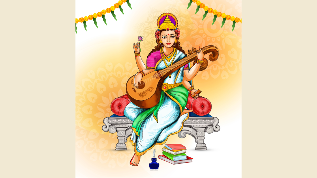 Basant Panchami 2024: Saraswati Puja Muhurat Time, Puja Vidhi and Mantra. Pic Credit: Canva