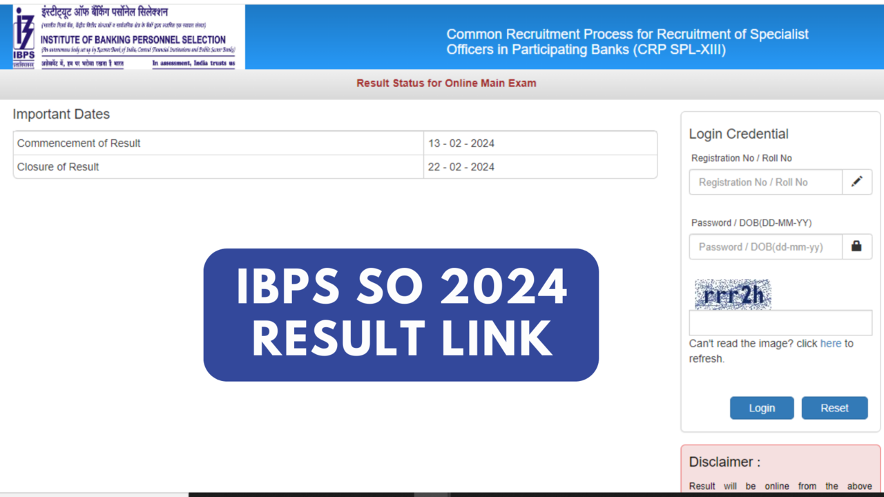 IBPS SO Mains Result 2024 Released at ibps.in, Direct Link Education