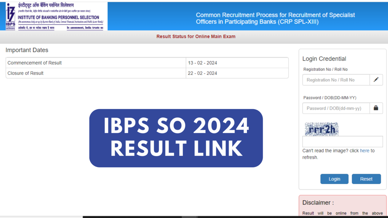 IBPS SO Mains Result 2024 Released at ibps.in, Direct Link