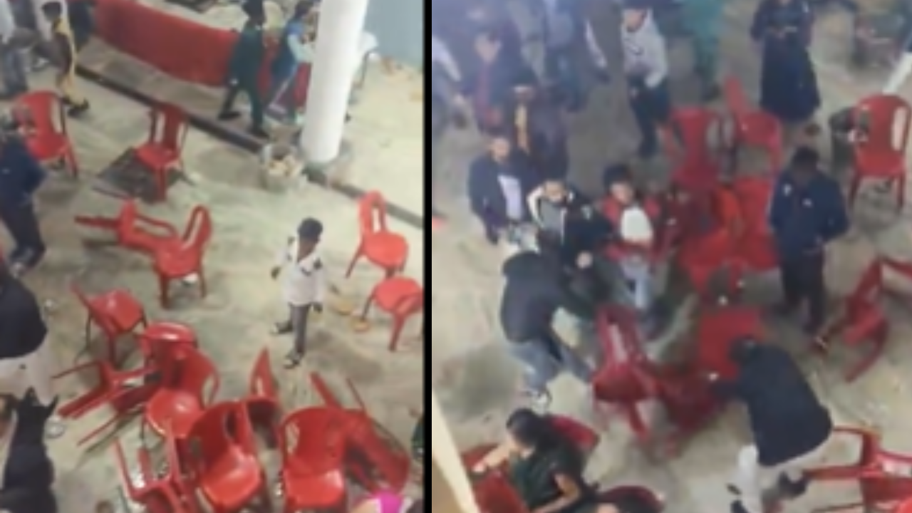 Wedding Guests Throw Chairs At Each Other