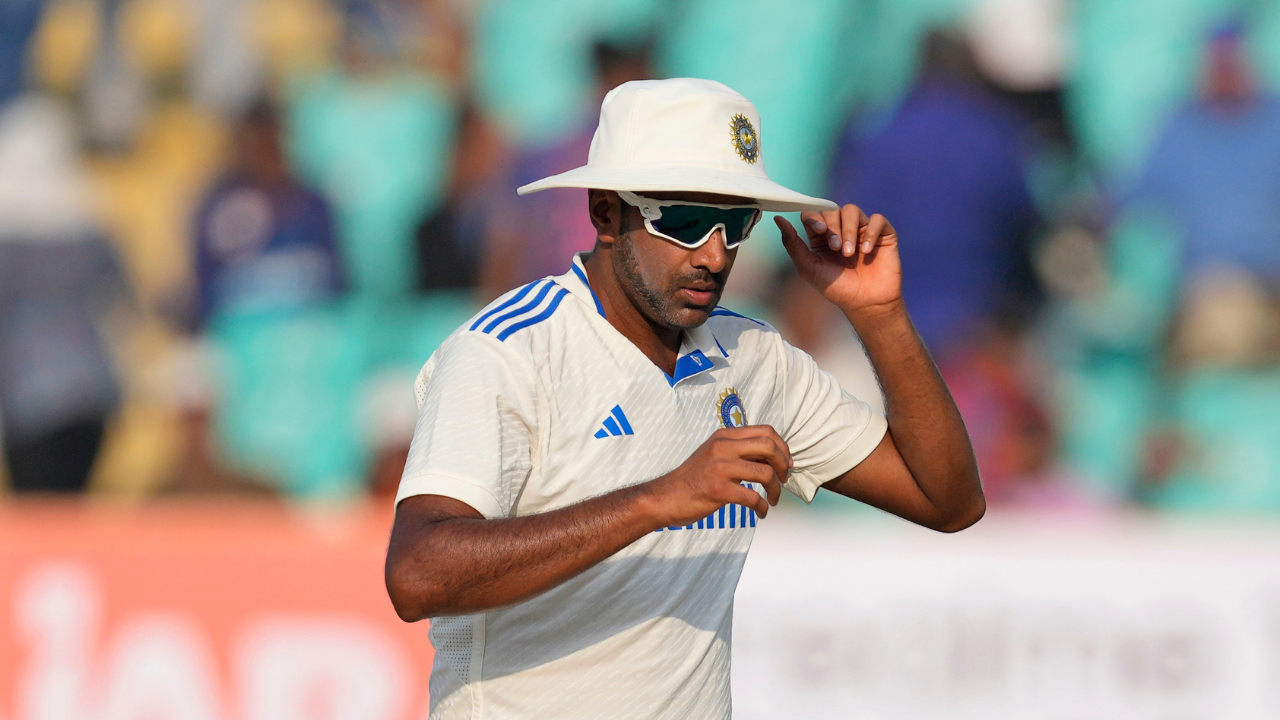 ​Ravichandran Ashwin walks back to the pavilion at the end of the second day of the third Test match between England and India in Rajkot​.