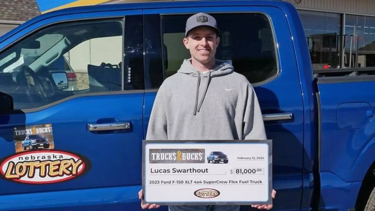 Lucas Swarthout scratched off his Truck$ & Buck$ ticket from last autumn and won a new truck. | Courtesy: Nebraska Lottery