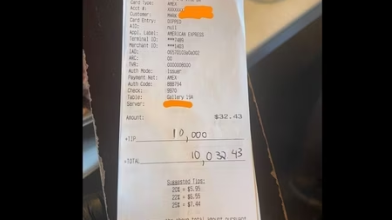 The restaurant shared the picture on the invoice on Instagram