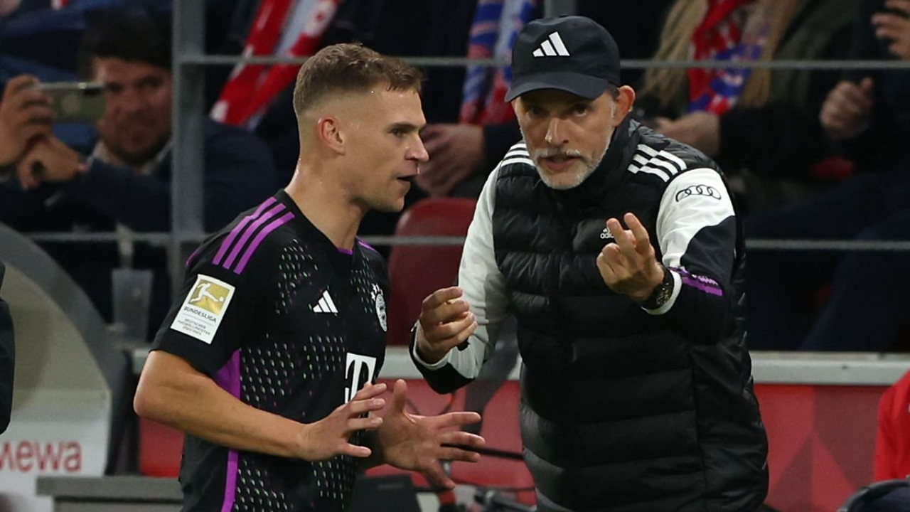 Bayern Munich midfielder Joshua Kimmich and manager Thomas Tuchel.