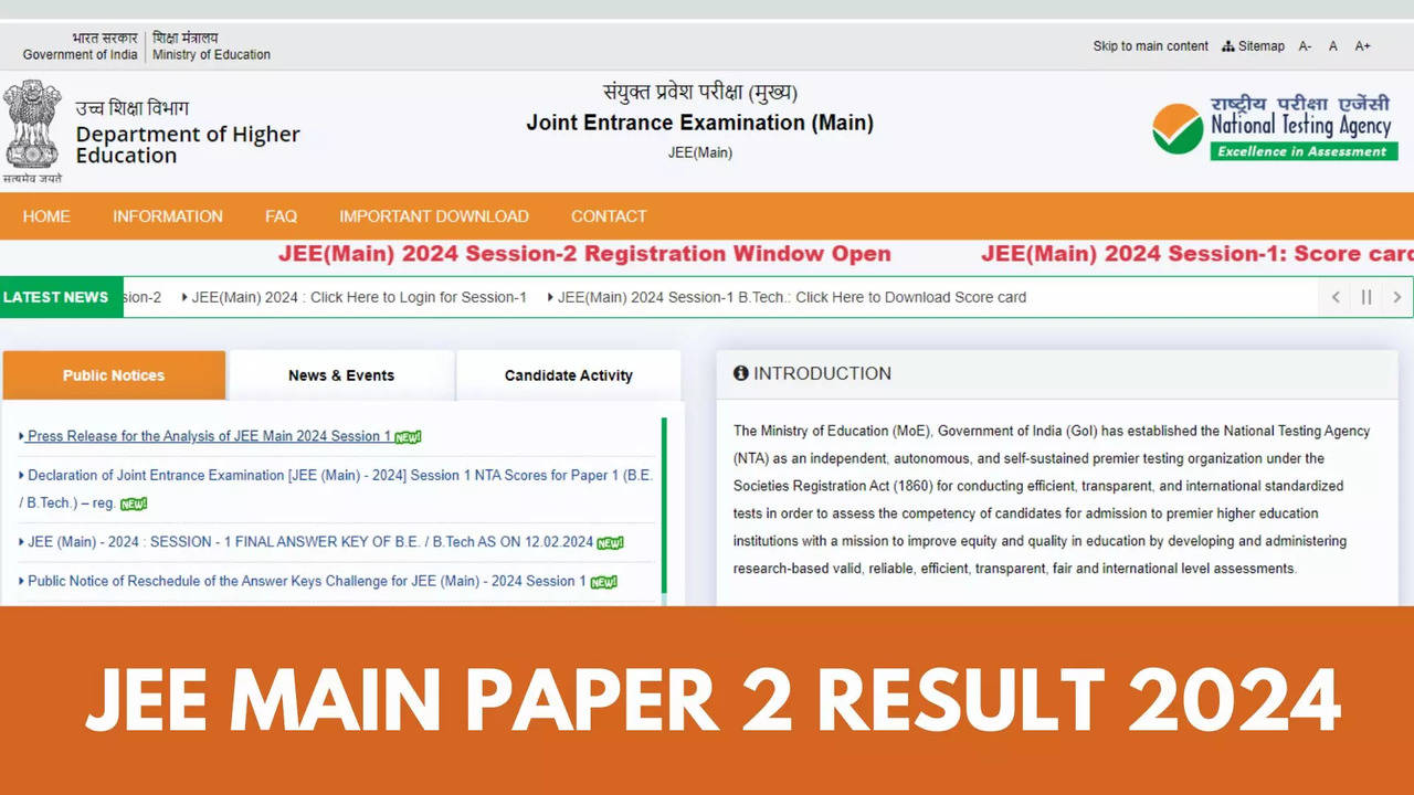 JEE Mains 2024 Paper 2 Result Soon on jeemain.nta.ac.in, Check IIT JEE Mains Result Latest Update