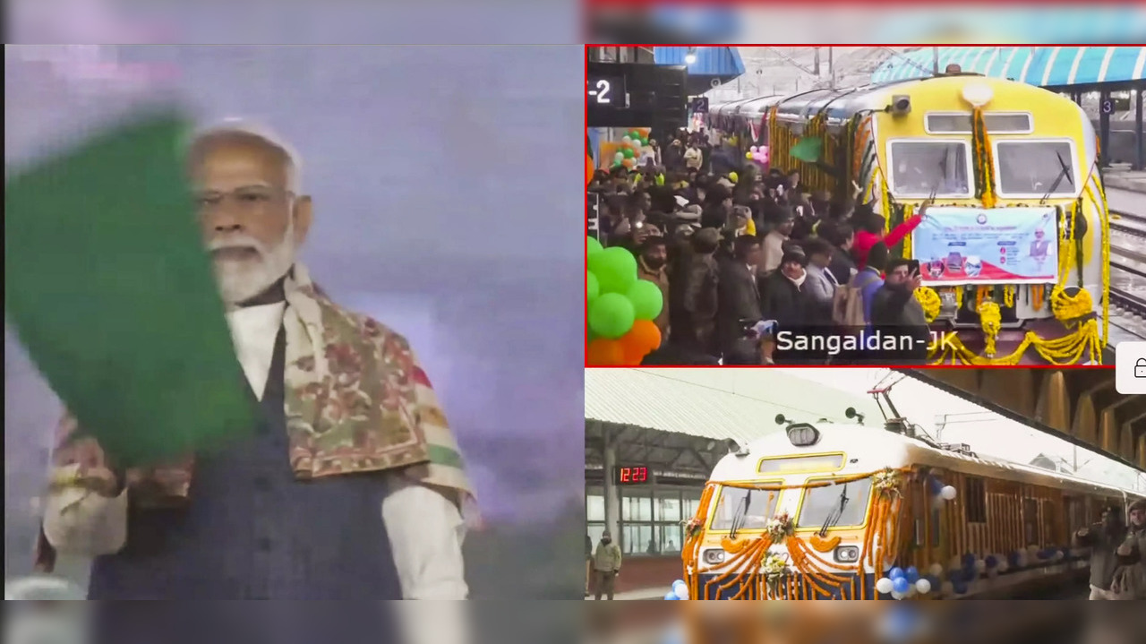 PM Modi Flags Off Jammu and Kashmir's First Electric Train | WATCH