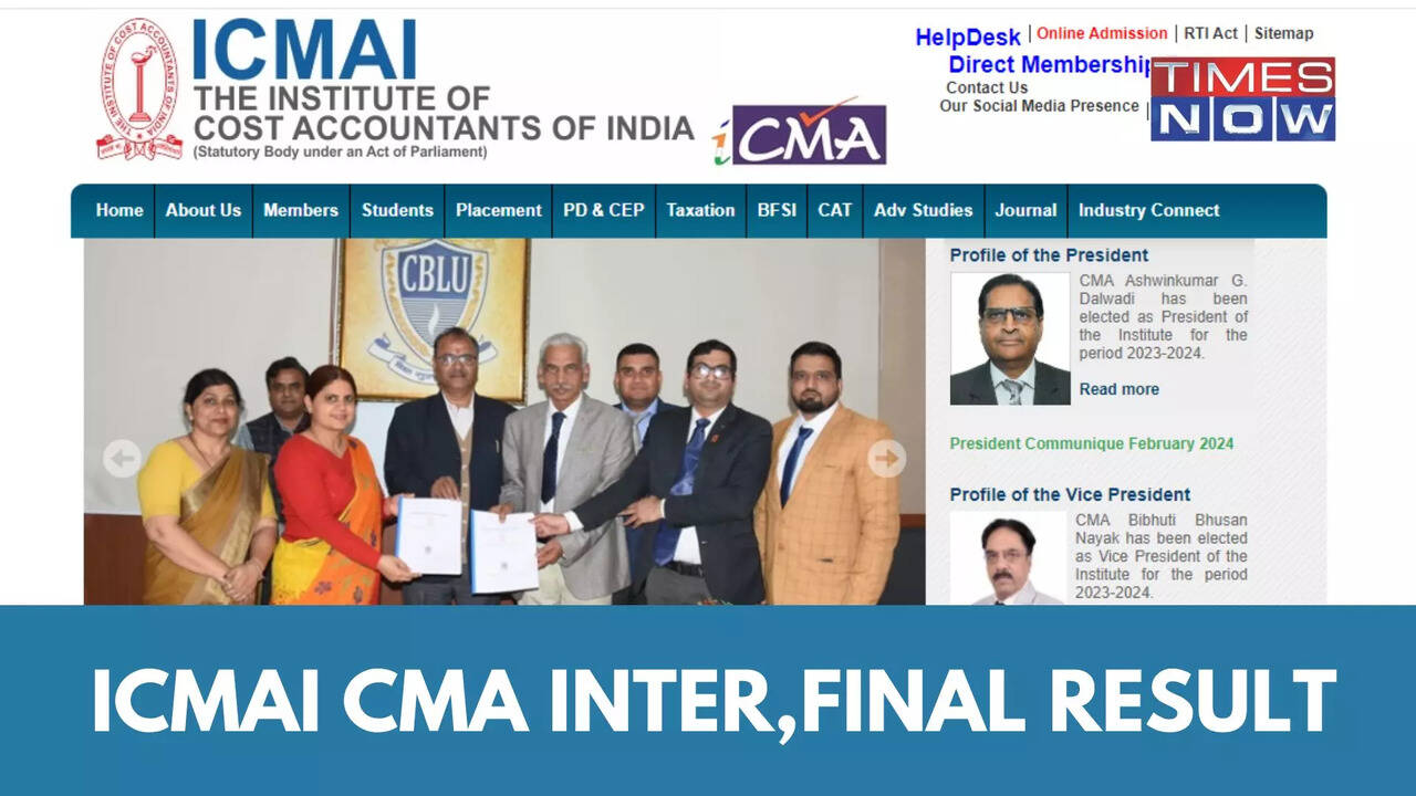 ICMAI Result Dec 2023: CMA Inter & Final Result Today on icmai.in, Check Result Time