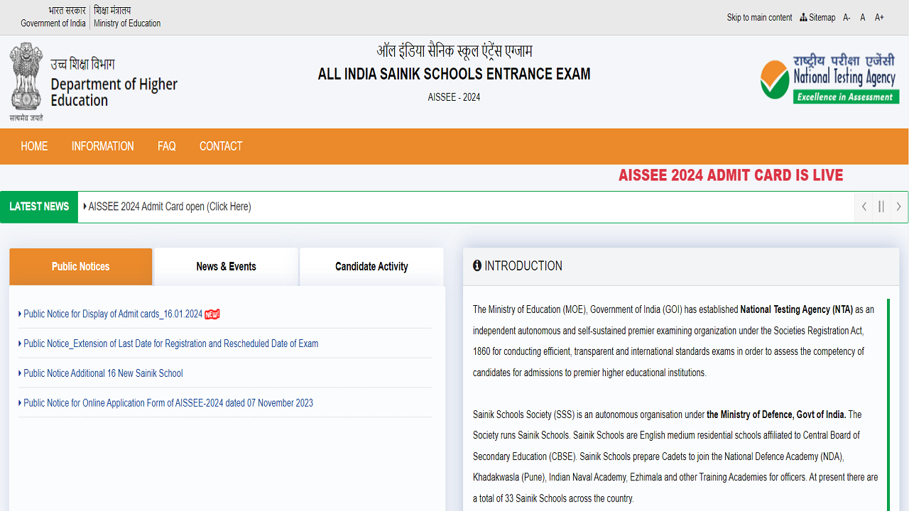 Sainik School Result 2024 Class 6, 9: NTA AISSEE Result Expected Soon ...