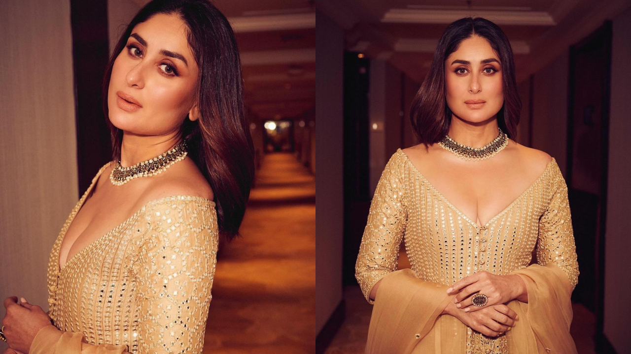 Kareena Kapoor Shimmers In A Gold-Dripping Abu Jani Sandeep Khosla Ensemble