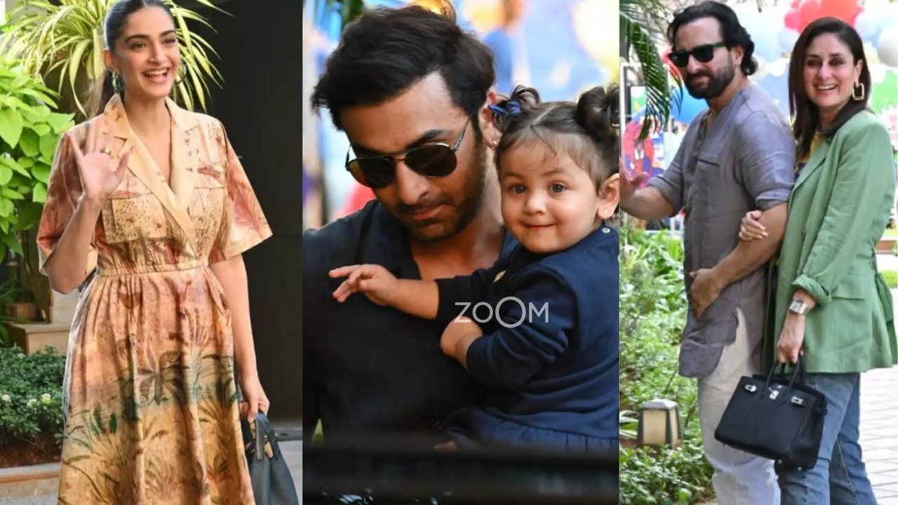 Ranbir Twins With Daughter Raha, Sonam Arrives With Vayu; Celebs Attend Saif-Kareena's Son Jeh's B'Day Bash