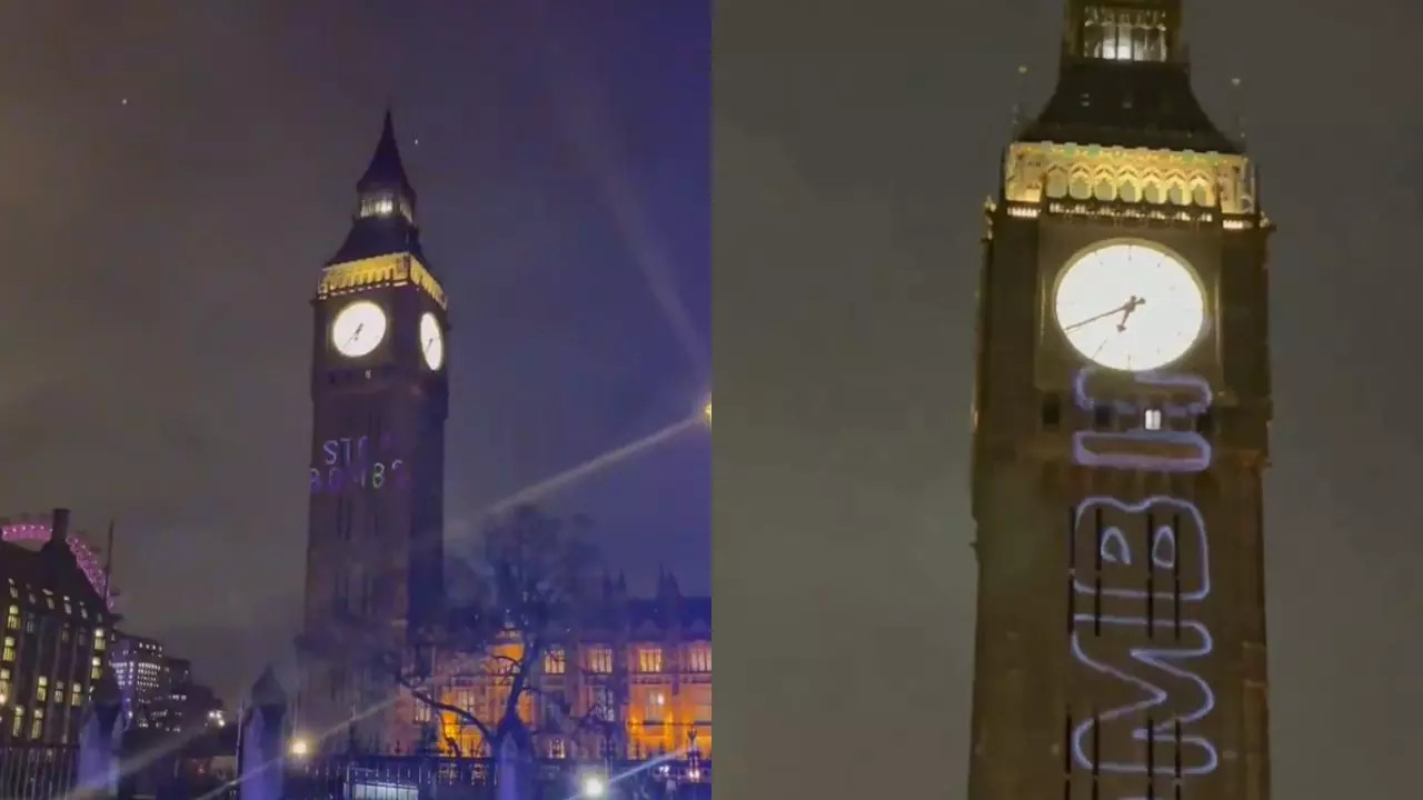 London's Big Ben Clock Tower Lits Up In Solidarity With Gaza As UK MPs Vote For Ceasefire | VIDEO