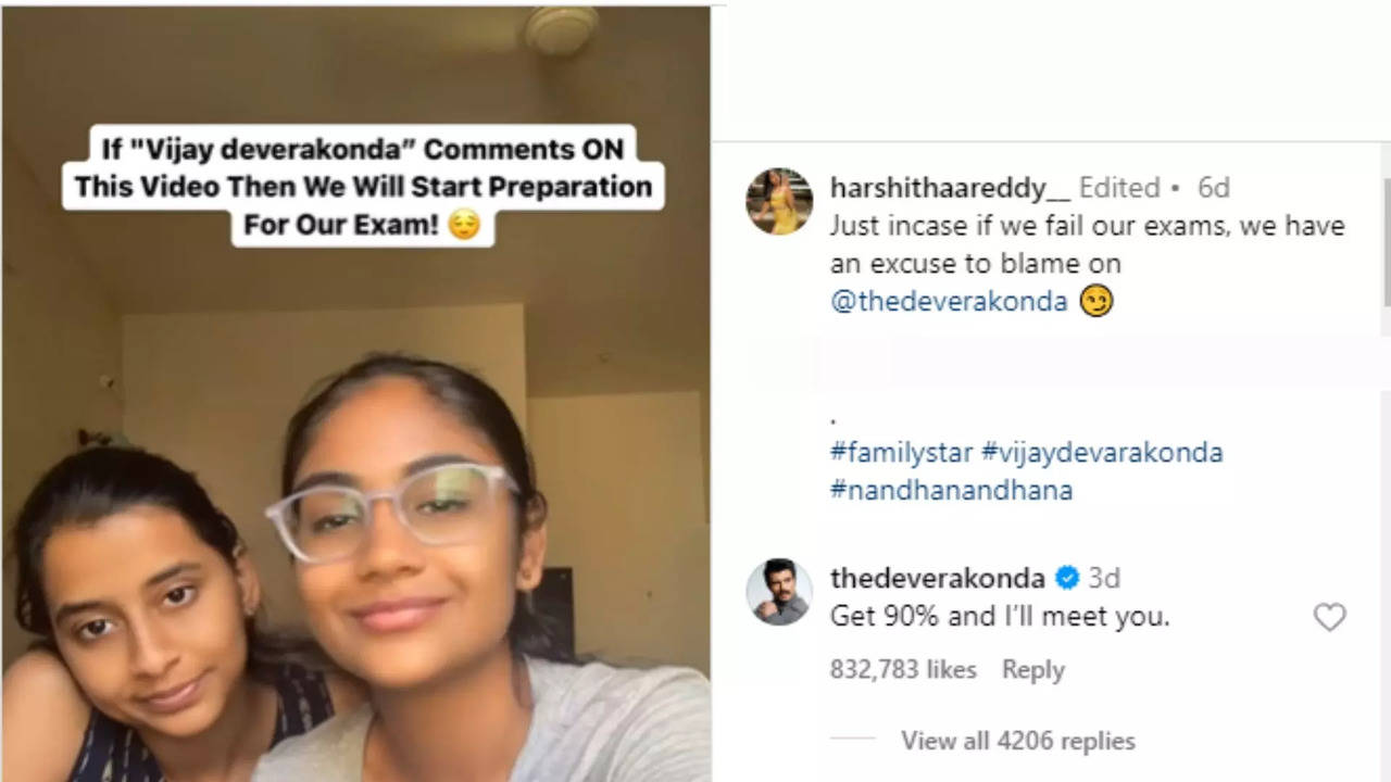 'Get 90% and I'll meet you':Vijay Deverakonda reacts to fans' post promising to study if he comments on video