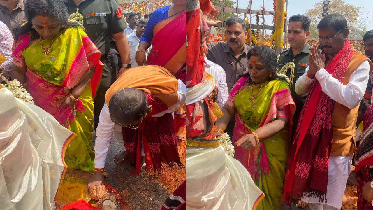 Governor Tamilisai Soundararajan offers prayers at Medaram Sammakka Sarakka Jatara