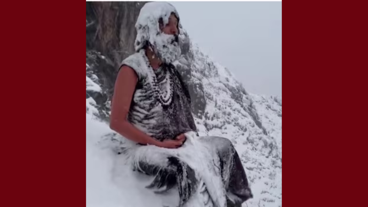 Yogi meditation in snow