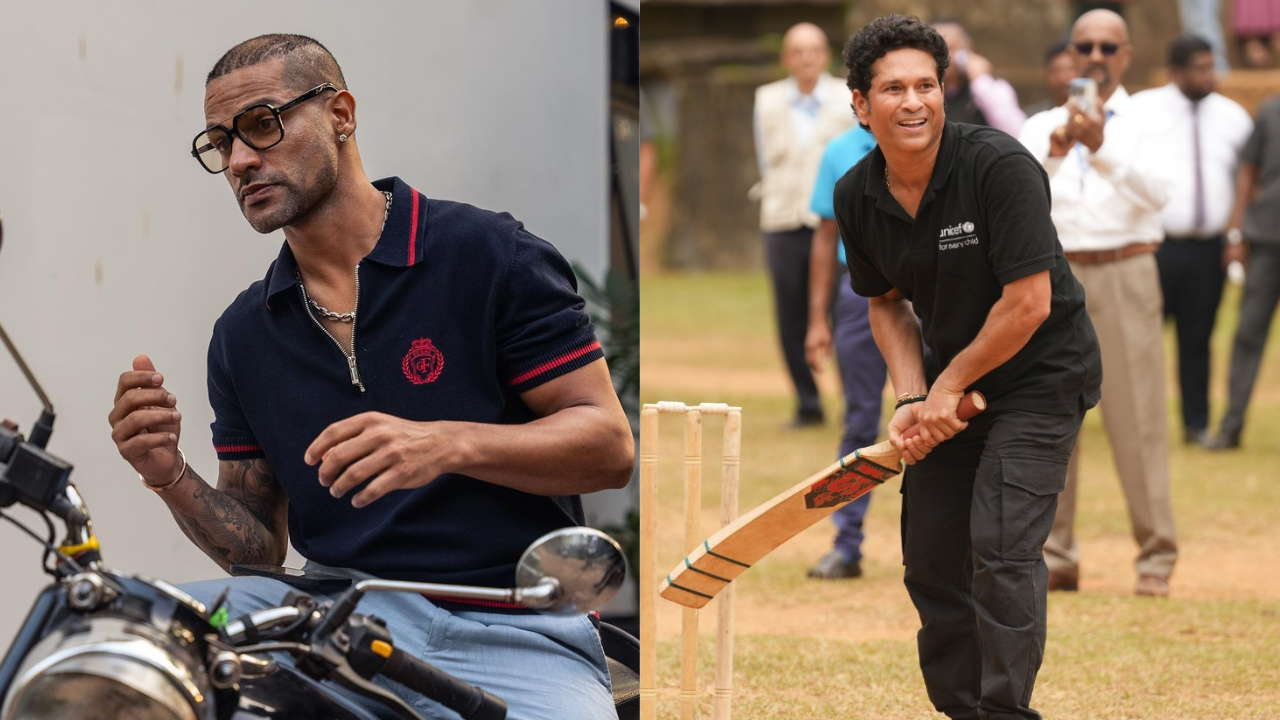 Shikhar Dhawan (left) and Sachin Tendulkar.