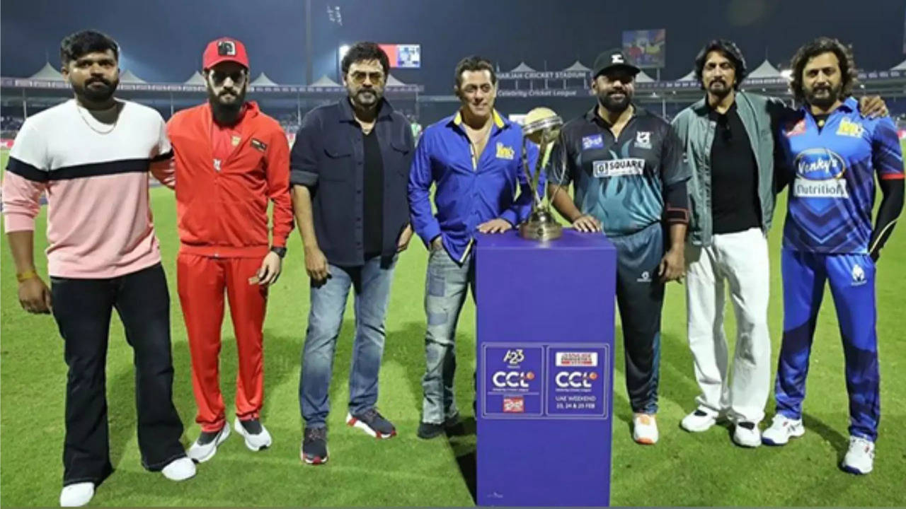 Salman Khan Joins Brother Sohail For CCL 2024 Opening Match In Sharjah, Strikes A Pose With Trophy