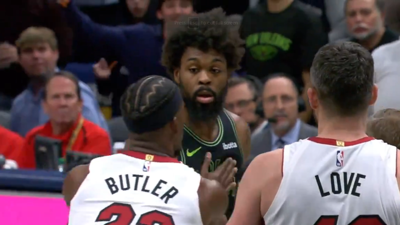 Jimmy Butler, Naji Marshall and Kevin Love