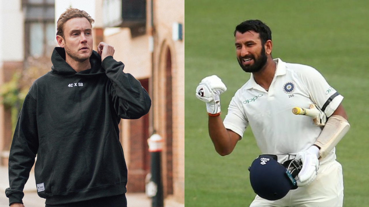 Stuart Broad and Cheteshwar Pujara