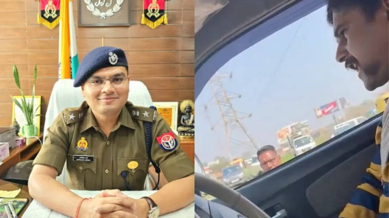 Hapur SP IPS Abhishek Verma confronts a parking manager for overcharging. | Courtesy: X